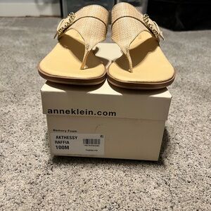 Anne Klein Beige Raffia Sandals